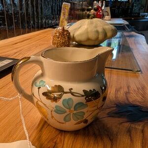 Very Antique Myott Floral China Cream Pitcher W/Gold Leafing Made In England